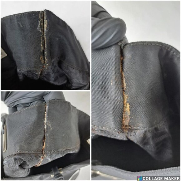 Authentic PRADA Vintage Nylon Tessuto Leather Shoulder Tote Hand Bag Black - Picture 10 of 14